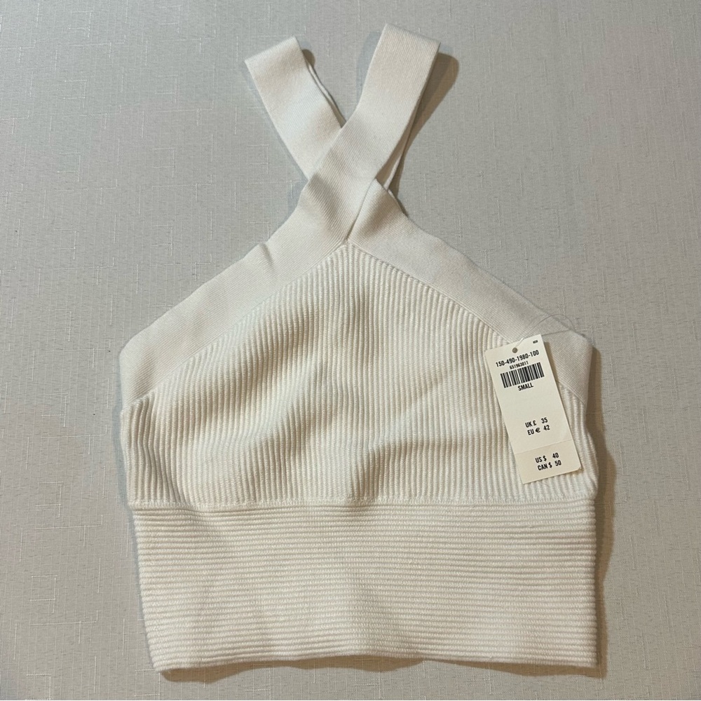 Abercrombie & Fitch White Ribbed Halter Tank Top